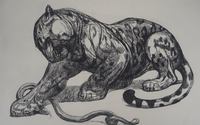 Paul Jouve (1878-1973) - Jaguar et serpent