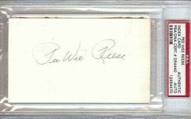 Pee Wee Reese Signed Autographed Index Card Los Angeles Dodgers PSA/DNA