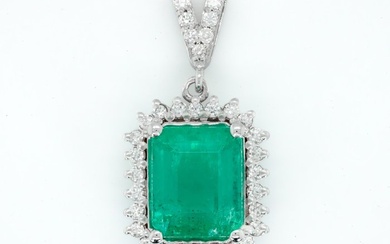 Pendant - 18 kt. White gold - 3.26 tw. Emerald - Colombia