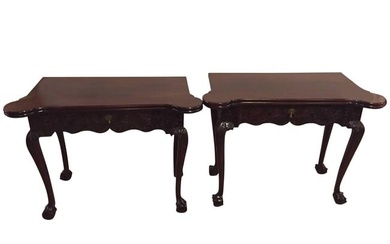 Period 1820s Irish Card / Tea Tables Solid Mahogany with Later Carvings