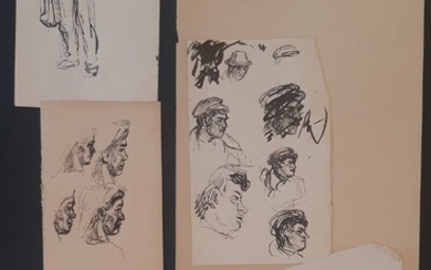 Peter Hansen: A collection of figure studies from Italy. Three with studies verso. Unsigned. One designated Roma. 17.5×11 and 43.5×30 cm. Unframed. (7)