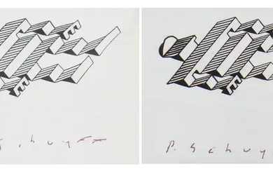 Peter Schuyff, Dutch b.1958- Folded Man; each printed ink on fabric, each...