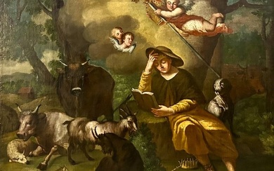 Pier Francesco Mazzucchelli detto Il Morazzone (1573–1625/6), Ambito di - San Vendelino tra gli angeli con animalier - NO RESERVE
