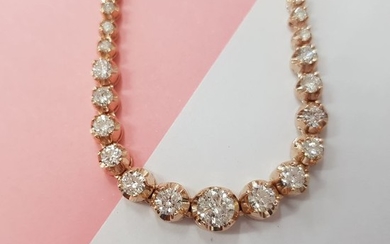 Pink gold - Necklace - 7.90 ct Diamond - Diamonds