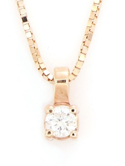 Pink gold - Necklace with pendant - 0.08 ct Diamond