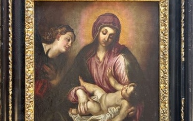 Pittore veneto del XVII secolo, Madonna con Bambino e Santa...