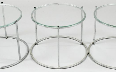 Polished chrome stacking or nesting tables