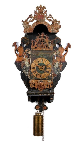 (-), Polychrome painted chair clock with a decor...