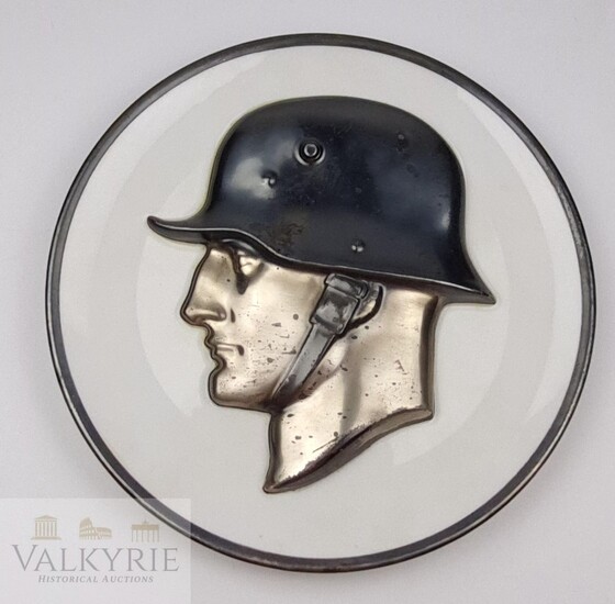 Porcelain Plate Head of a German Soldier M16 Helmet.