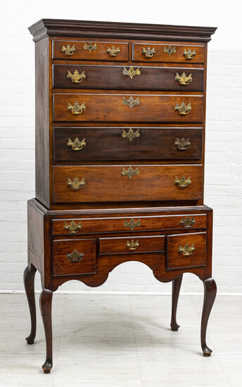 QUEEN ANNE THURBER FAMILY, AMERICAN CHERRY HIGHBOY, 18TH C, H 6' 3", W 3' 2"