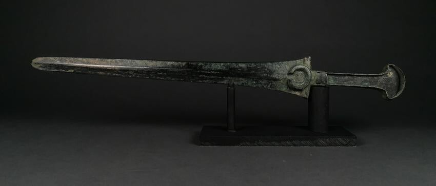 RARE ANCIENT BRONZE SWORD WITH HANDLE