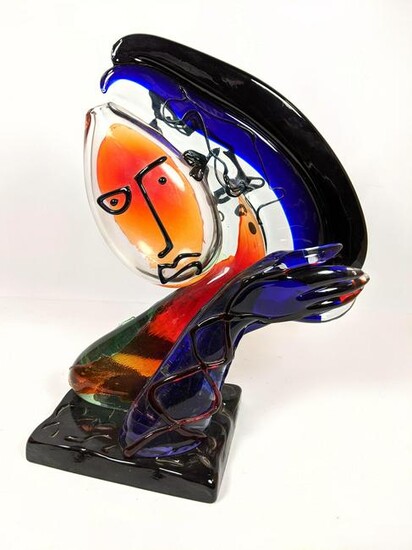 RENZO ANDREON 95 Art Glass Sculpture. Colorful Blown G