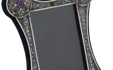 RUSSIAN SILVER AND CLOISONNE ENAMEL PICTURE FRAME