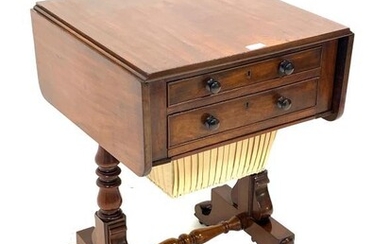 Regency mahogany work table, the rectangular top with two...