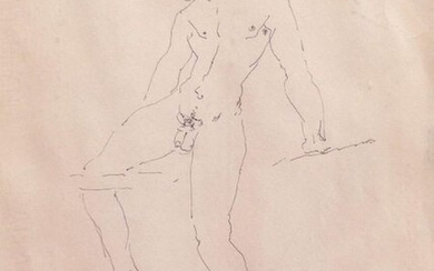 Remi BONGER. Study for Narcissus by Jean Genet, ink on paper, signed lower right and dated 1955, 29 x 22,5 cm