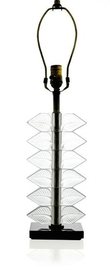 Rene Lalique, a Feuilles glass lamp base, model La