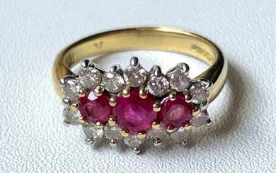 Ring Yellow gold Ruby - Diamond