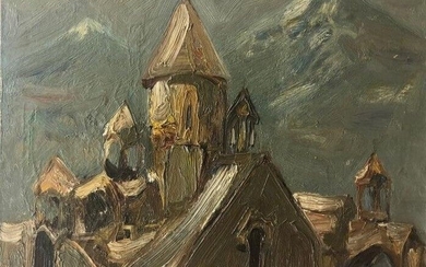 Roben ABOUVIAN (1948) . Eglise devant le... - Lot 53 - Art-Valorem
