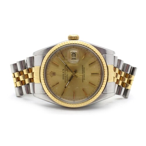 Rolex; A Bi-Metal Datejust Automatic Gent's Wristwatch, stam...