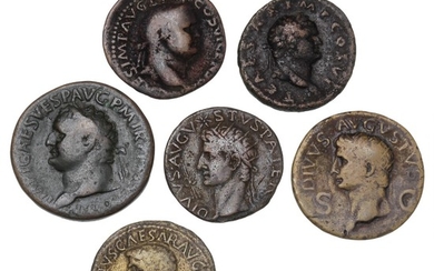 Roman Empire, coll. better copper coins from 1. cent. with Tiberius, Claudius, Vespasian and Titus. (6)