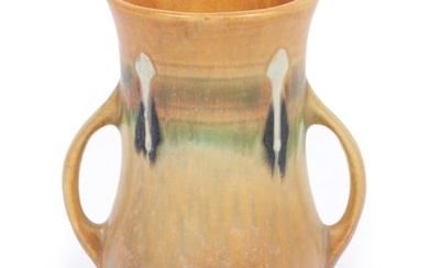 Roseville art pottery Monticello handled vase 5 1/4"H x 4 1/4"W x 3 1/4"Diam.