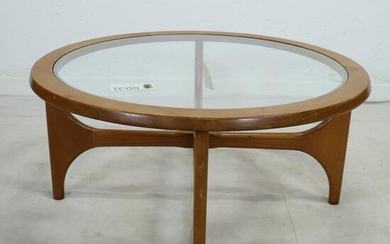 Round Mid Century Modern Glass Top Coffee Table