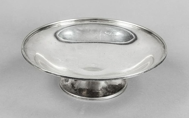 Round top bowl, German, 20th century, silver 800/000, trumpet-shaped stand, flat smooth top bowl
