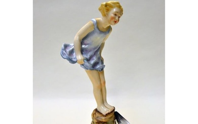 Royal Worcester Porcelain Sea Breeze Girl Figurine, Puce Mark, F.G.Doughty