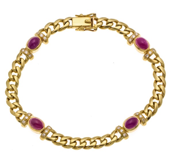 Ruby-diamond bracelet GG 750/000 with 4 oval ruby...