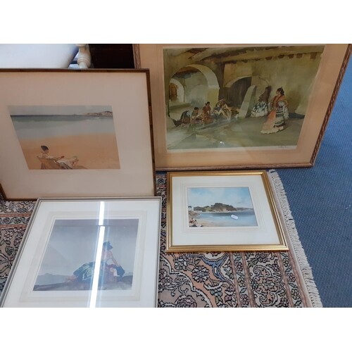 Russell Flint - The Beach, a print 34cm x 22cm signed in the...