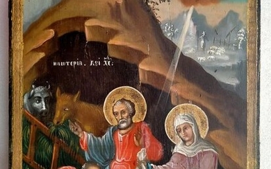 Russian icon, Nativity of the Child Jesus, (Christmas) h 37 cm, - Wood - Second half 19th century