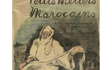 SACHS-PAVARD (LUCIENNE) PETITS MÉTIERS MAROCAINS Paris, Mourlot, 1956. In-4 en feuilles sous chemise illustrée couleurs et étu...