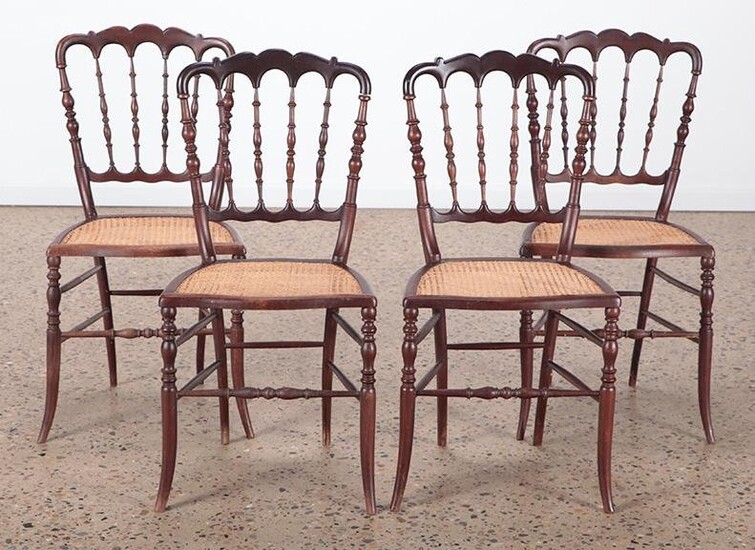 SET OF 4 SPINDLE BACK AND CAIN SEAT CHAIRS 1880