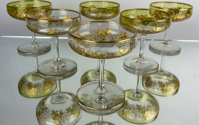 SET OF 6 GILT MOSER CHAMPAGNE GLASSES