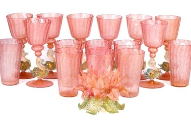 SET of MURANO GLASS CUPS and FIGURAL GOBLETS etc