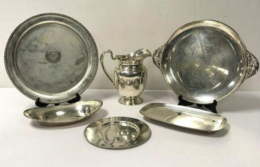 SIX AMERICAN STERLING SERVING PIECES, 20TH C.