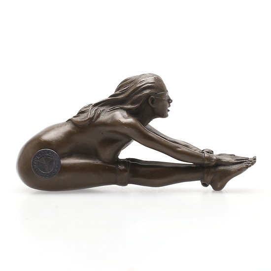 SKULPTUR, brons, naken kvinna, märkt, sent 1900-tal/samtida.