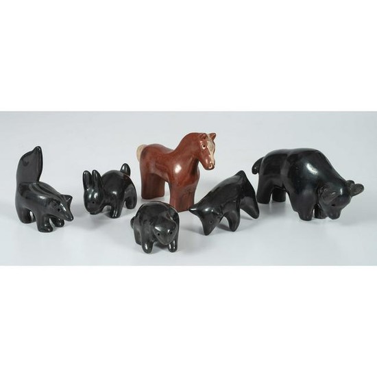 Santa Clara Redware and Blackware Animal Figures