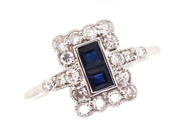Sapphire and diamond set 18ct white gold ring in the Edwardi...