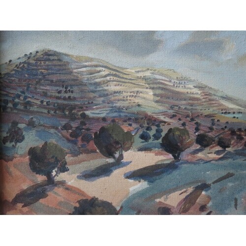 Sarah Chalmers, Terraced Hill _ Spain, oil on canvas, New Gr...
