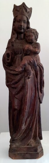 Sculpture, Virgin and child, 82 cm (1) - Gothic Style - Wood - Late 19th century