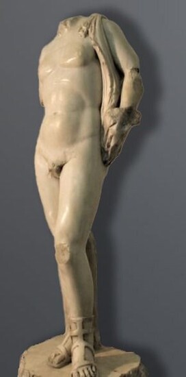 Sculpture, male nude - 115 cm - Marble - Late 19th century