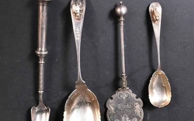 Set American Coin Silver Casserole & Jam Spoons