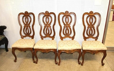 Set of 4 Unique Furniture oak finish dining room chairs