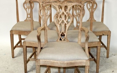 Set of 6 Bleached Chippendale dining chairs