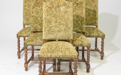 Set of 6 Louis XIII Style French Twist Dining Chairs