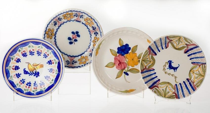 Set of four Levantine ceramic plates