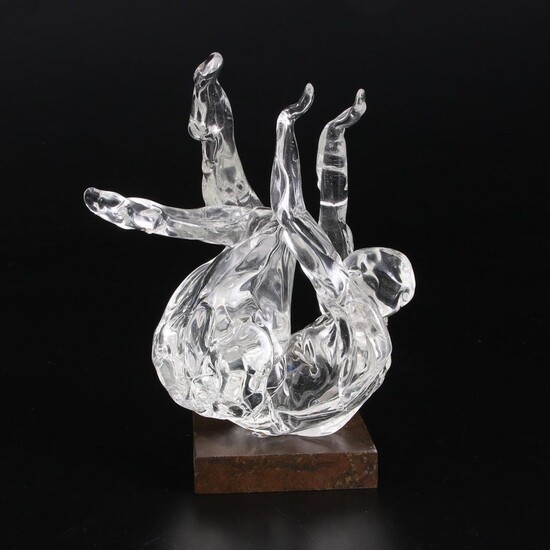 Signed Handcrafted Tumbling Figure Art Glass Figurine