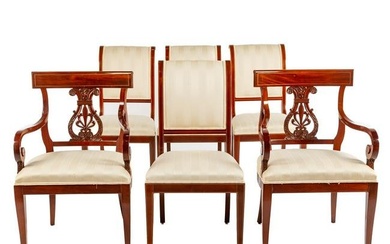 Six Mahogany Kindel Inlaid Dining Chairs
