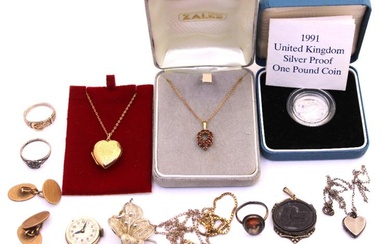 Small Collection of 9ct Gold and Sterling Silver Jewellery etc....